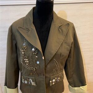 Daniel K women's green embroidered jacket.